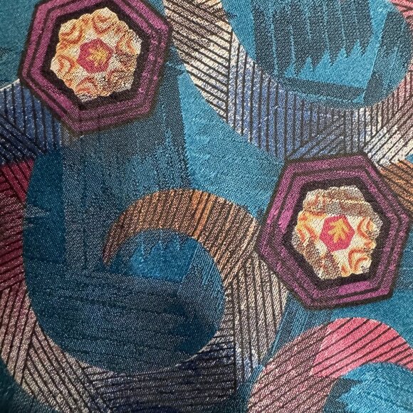 Oscar de la Renta Men's Necktie Tie Silk Red Blue Geometric USA 57-59" Lot of 6 - Picture 13 of 15